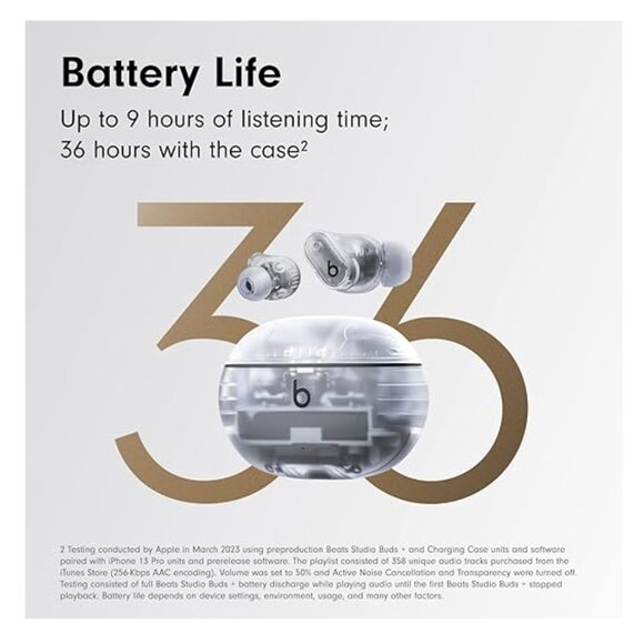 NEW Beats Studio Buds + | True Wireless Noise Cancelling Earbuds - Transparent - Picture 4 of 11